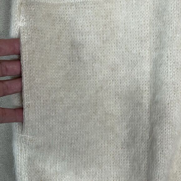 Samband Iceland Sweater Mens Medium White Vintage Wool Knit V Neck Pullover - Picture 10 of 12